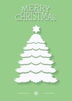 Merry Christmas tree with Minimal style Christmas greeting card. vector