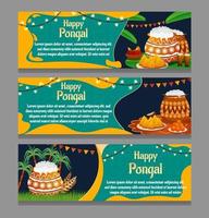 Set of Happy Pongal Banners vector