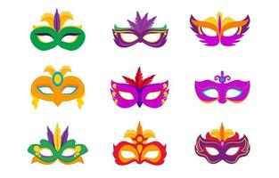 Mardi Gras Mask Icon Set vector