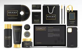 Stationery Set Template Kit in Black and Gold vector