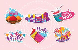 Happy Holi Sticker Template vector