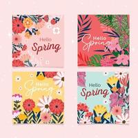 Hello Spring Template Social Media vector