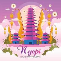 Hari Raya Nyepi with Pink Color vector