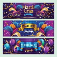 Mardi Gras Banner with Carnival Masks vector