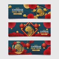 conjunto de banner de tigre de año nuevo chino vector