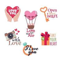Set of Love Romantic Valentines Day Sticker