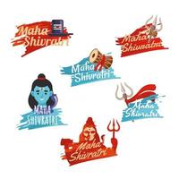 Set of Maha Shivratri Sticker vector