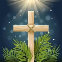 domingo de ramos con cruz cristiana vector