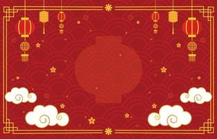 fondo de año nuevo chino con decoración de linterna vector