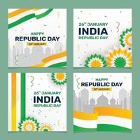 colección de publicaciones de instagram del día de la república de india vector