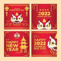 publicación de redes sociales de año nuevo chino con barongsai vector