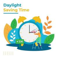 Daylight Saving Time with Flat Design Style Vector Design Illustration