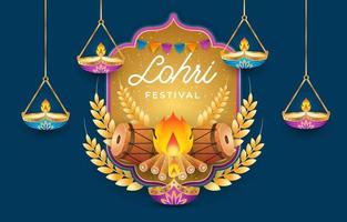 Ilustración de diseño de vector de celebración de festival de lohri
