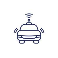 autonomous car line icon on white vector