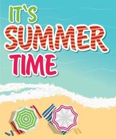 Summer Time Background. Sunny Beach in Flat Design Style Vector Illustration