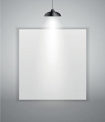 Abstract Gallery Background with Lighting Lamp and Frame. Empty Space for Your Text or Object