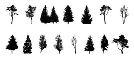 Set of Tree Silhouette Isolated on White Backgorund. Vecrtor Illustration. vector