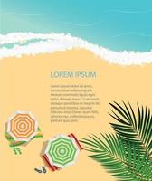 Summer Time Background. Sunny Beach in Flat Design Style Vector Illustration