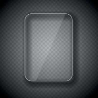 Glass Frame, Rectangular Button on Checkered  Abstract Transparent Background. Vector Illustration
