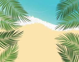 Summer Time Palm Leaf Seaside Vector Background Illustration