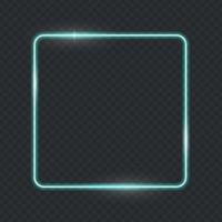 Neon Frame,  Buttons on Checkered  Abstract Transparent Background. Vector Illustration