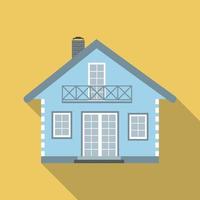 Flat House Icon with Long Shadow Vector Illustration