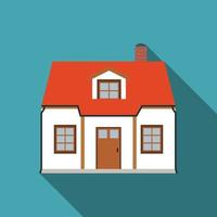 Flat House Icon with Long Shadow Vector Illustration