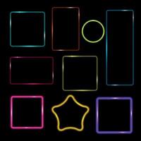 Neon Frame,  Buttons on Checkered  Abstract Transparent Background. Vector Illustration