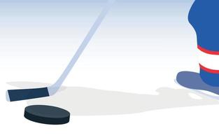 Ice Hockey Player with Stick and Puck. Vector Illustration.