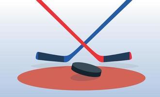 Ice Hockey Player with Stick and Puck. Vector Illustration.