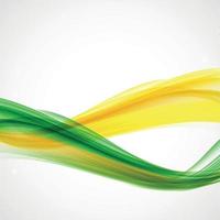 Waves of color flag of Brazil on White Background. Vector Illustration.