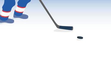 Ice Hockey Player with Stick and Puck. Vector Illustration.