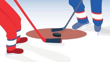 jugador de hockey sobre hielo con palo y disco. ilustración vectorial. vector