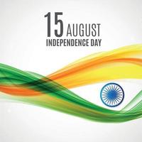 Indian Independence Day Background with Waves and  Ashoka Wheel. vector