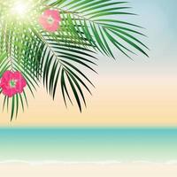 Summer Time Palm Leaf Vector Background Illustration