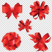 Set of Red Bow Vector illustration on Transparent Background