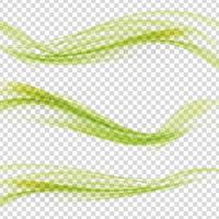Abstract Green Wave Set on Transparent  Background. Vector Illustration