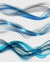 Abstract Blue Wave Set on Transparent Background. Vector Illustration