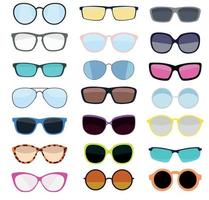 Hipster Summer Sunglasses Fashion Glasses Collection Isolated on White Vector Illustration