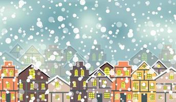 Abstract Christmas and New Year with Fabulous Houses Background. Vector Illustration.