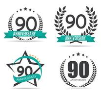 Template Logo 90 Years Anniversary Set Vector Illustration