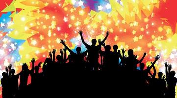 Crowd of happy, satisfied people silhouettes. Vector Illustration.