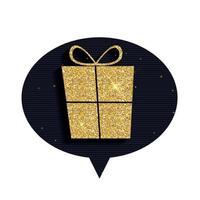 Gold Glitter Shiny Gift Box Speech Bubble Background vector