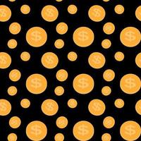Seamless pattern of the coins. Vector Illustration.