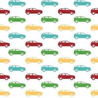 Seamless pattern Colorful Car silhouette. Vector Illustration.