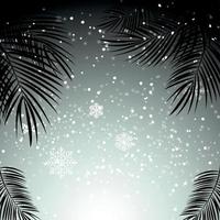 Christmas and New Year with palm leaves in the background. Vector Illustration.