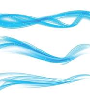 Set of Abstract Blue Wave Set on Transparent  Background. Vector Illustration