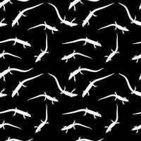 Seamless Pattern of Black and white silhouette of Lizard. Vector Illustration.