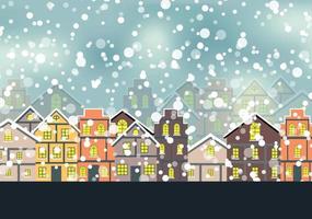 Abstract Christmas and New Year with Fabulous Houses Background. Vector Illustration.