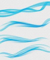 conjunto de onda azul abstracta en fondo transparente. ilustración vectorial vector
